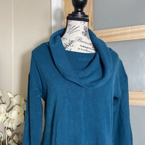 CAROLYN TAYLOR Turquoise Knit Pullover Sweater Turtle Neck Women Size Large - Picture 2 of 8